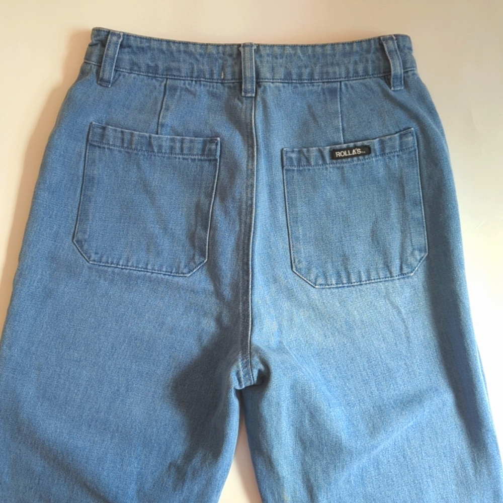 ROLLA'S Slim Sailor High Waisted Staight Leg Cropped Jeans Light Blue Size 25 - Picture 8 of 15